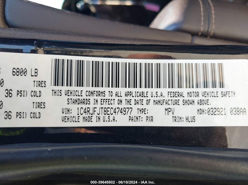 2014 Jeep Grand Cherokee Summit VIN: 1C4RJFJT8EC474977 Lot: 39648802