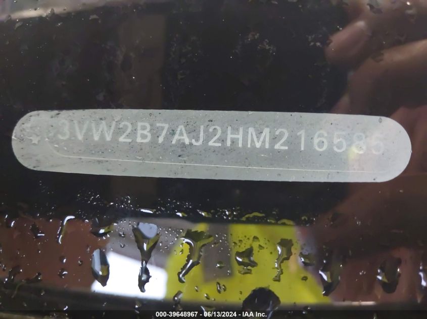 2017 Volkswagen Jetta 1.4T S VIN: 3VW2B7AJ2HM216585 Lot: 39648967