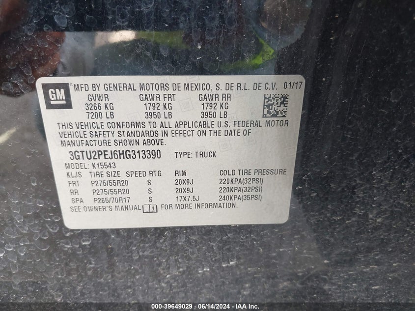 2017 GMC SIERRA 1500 K1500 DENALI - 3GTU2PEJ6HG313390