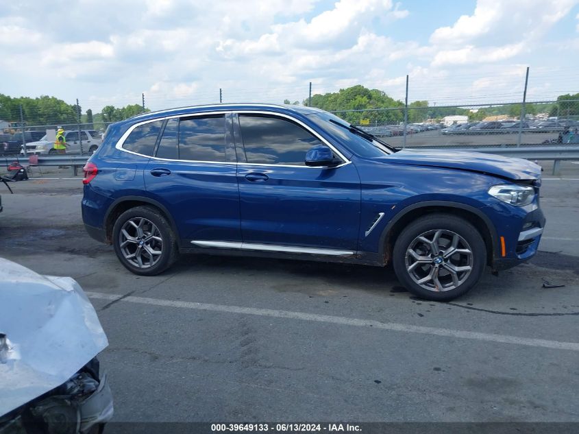 2021 BMW X3 Sdrive30I VIN: 5UXTY3C08M9E27612 Lot: 39649133