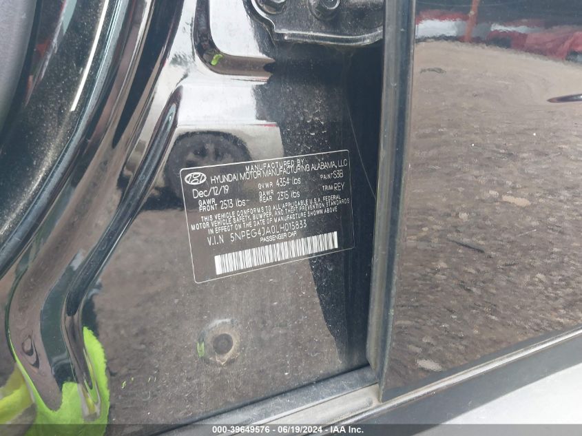 2020 Hyundai Sonata Se VIN: 5NPEG4JA0LH015833 Lot: 39649576