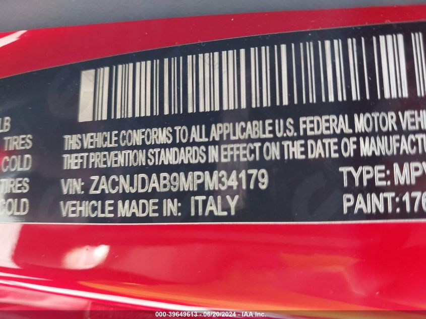 2021 Jeep Renegade Jeepster 4X4 VIN: ZACNJDAB9MPM34179 Lot: 39649613