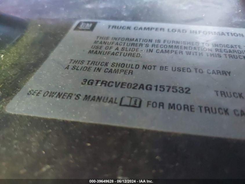 2010 GMC Sierra 1500 Sle VIN: 3GTRCVE02AG157532 Lot: 39649628