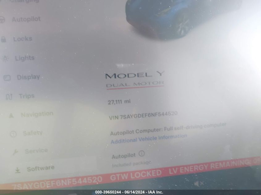 2022 TESLA MODEL Y PERFORMANCE DUAL MOTOR ALL-WHEEL DRIVE - 7SAYGDEF6NF544520