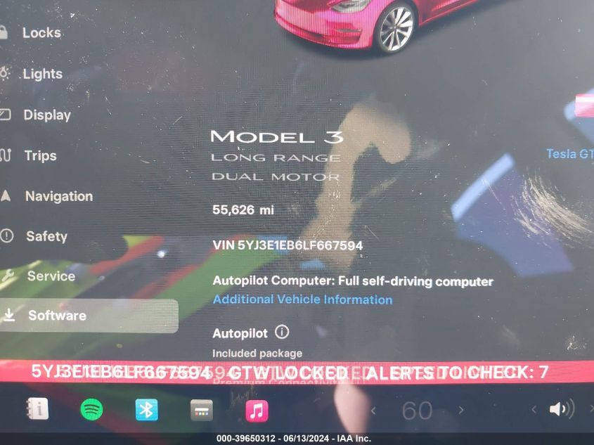 2020 Tesla Model 3 Long Range Dual Motor All-Wheel Drive VIN: 5YJ3E1EB6LF667594 Lot: 39650312