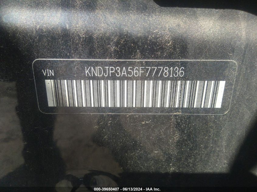 2015 Kia Soul + VIN: KNDJP3A56F7778136 Lot: 39650407