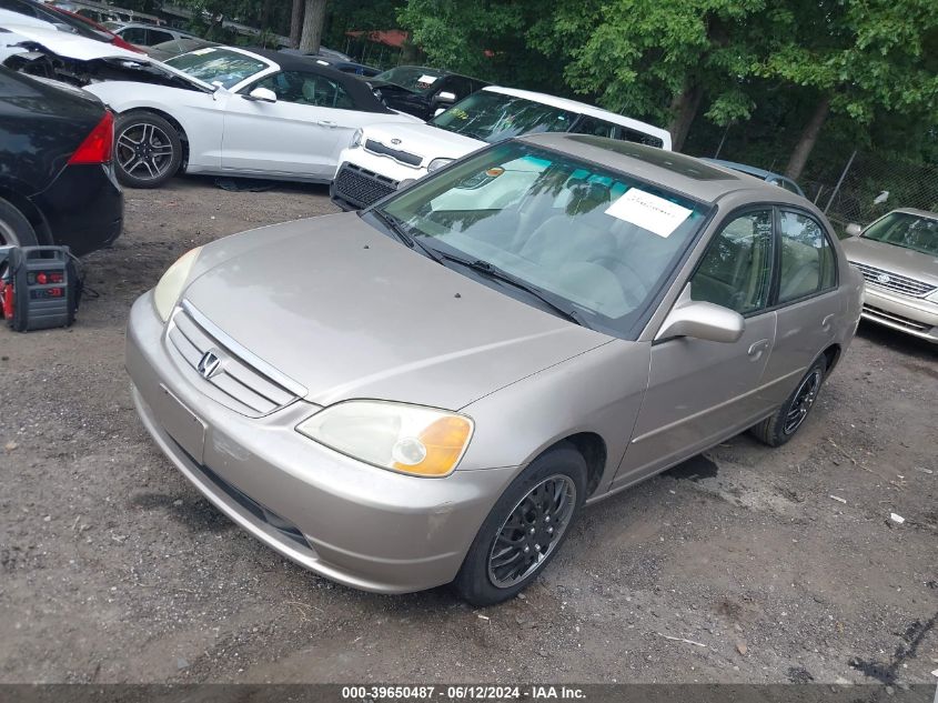 2002 Honda Civic Ex VIN: 2HGES26752H606295 Lot: 39650487