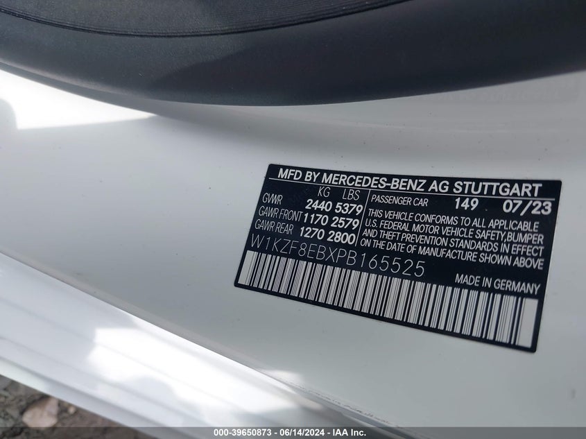 2023 MERCEDES-BENZ E 350 4MATIC VIN: W1KZF8EBXPB165525