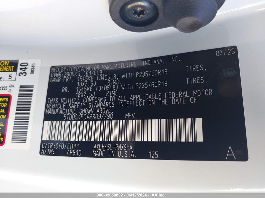 2023 Toyota Sienna Xse VIN: 5TDDSKFC4PS097798 Lot: 39650892