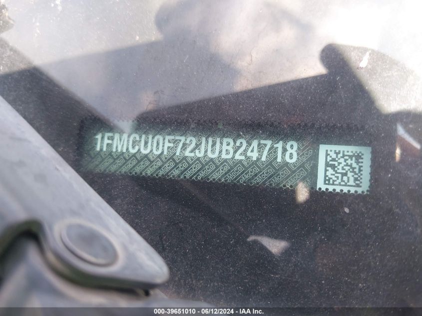 2018 Ford Escape S VIN: 1FMCU0F72JUB24718 Lot: 39651010