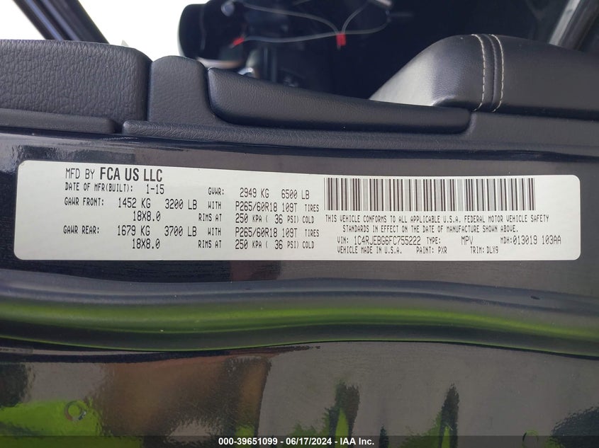 2015 JEEP GRAND CHEROKEE LIMITED - 1C4RJEBG6FC755222