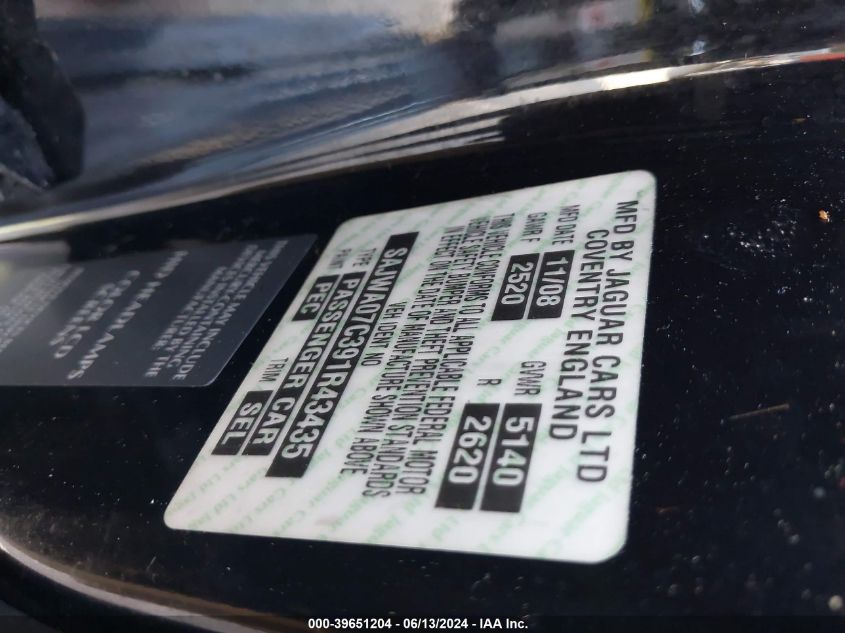 2009 Jaguar Xf Supercharged VIN: SAJWA07C391R43435 Lot: 39651204