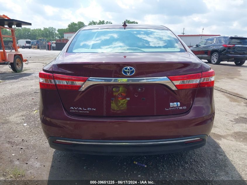 2014 Toyota Avalon Hybrid Limited VIN: 4T1BD1EB5EU026845 Lot: 39651225