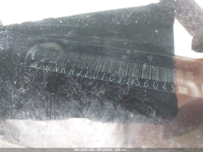 2012 Chevrolet Traverse 2Lt VIN: 1GNKRJED1CJ136045 Lot: 39651340