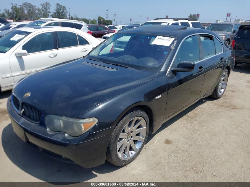 2002 BMW 745I VIN: WBAGL63402DP55620 Lot: 39651550