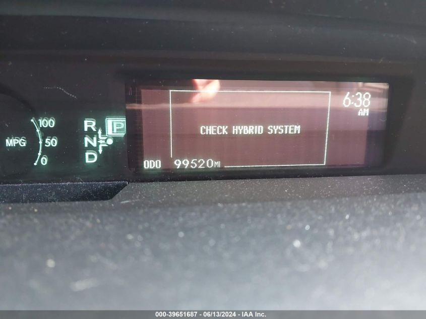 2011 Toyota Prius Two VIN: JTDKN3DU4B0302550 Lot: 39651687