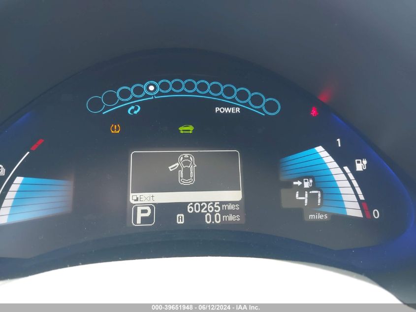 2012 Nissan Leaf Sl VIN: JN1AZ0CP8CT018268 Lot: 39651948