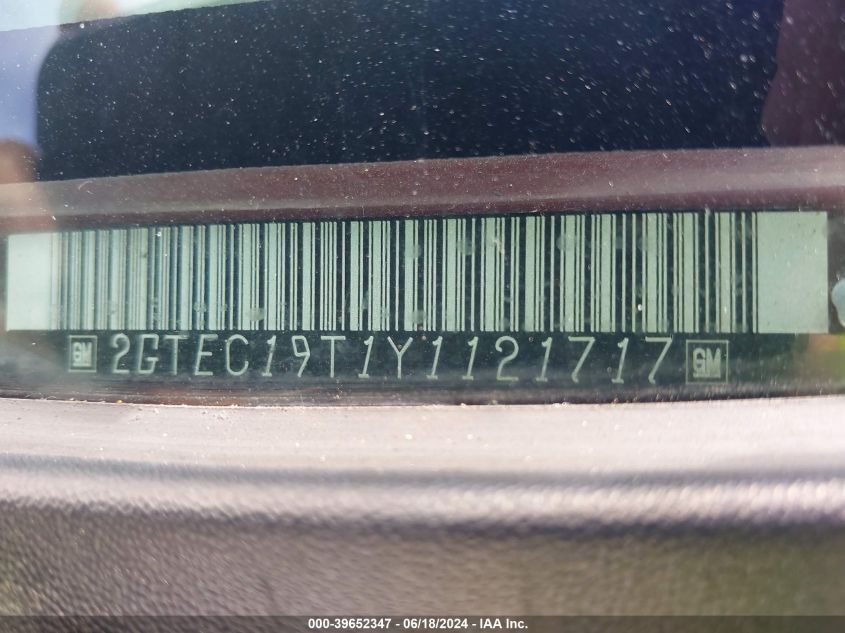 2000 GMC Sierra 1500 Sle VIN: 2GTEC19T1Y1121717 Lot: 39652347