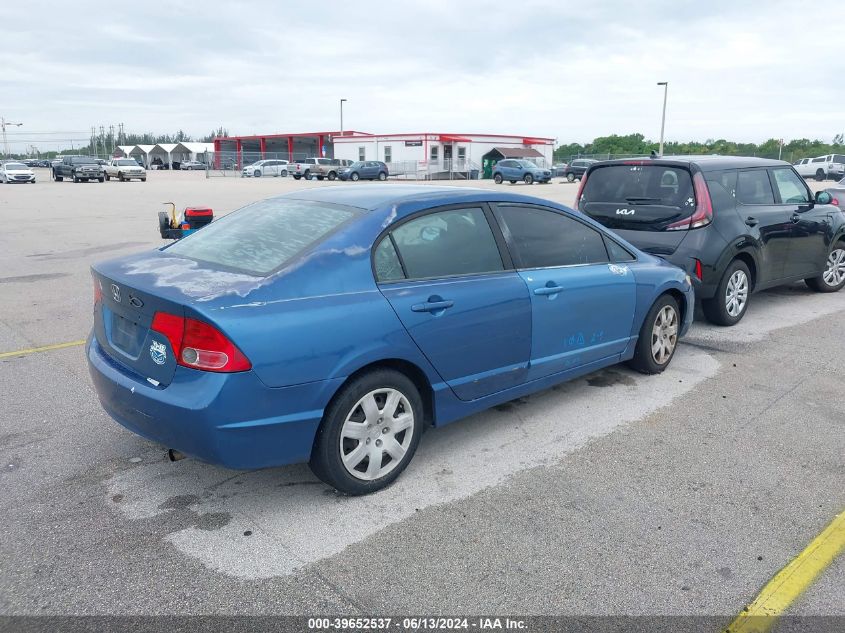 2008 Honda Civic Lx VIN: 1HGFA165X8L086834 Lot: 39652537