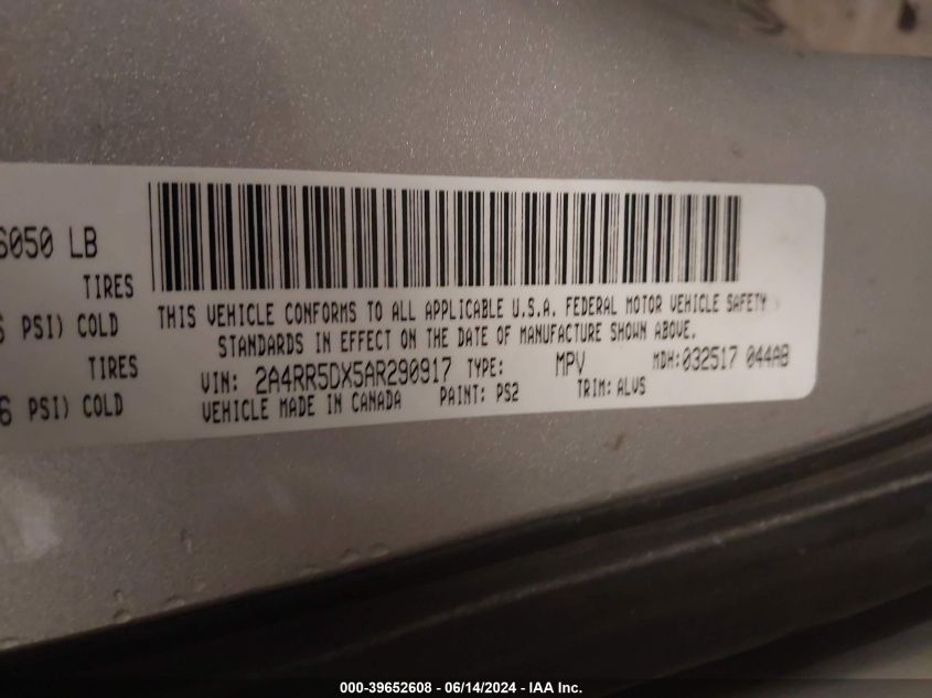 2010 Chrysler Town & Country Touring VIN: 2A4RR5DX5AR290917 Lot: 39652608