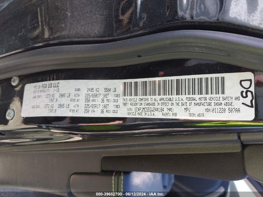 2016 Jeep Cherokee Latitude VIN: 1C4PJMCS5GW244184 Lot: 39652700