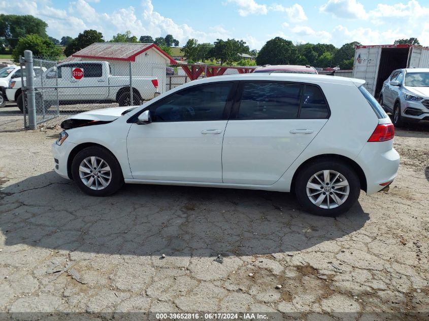 2015 Volkswagen Golf Tsi S 4-Door VIN: 3VW217AU7FM014321 Lot: 39652816