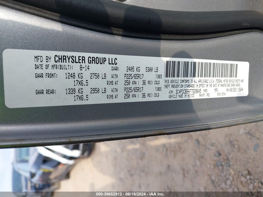 2015 Dodge Journey Sxt VIN: 3C4PDCBB6FT529645 Lot: 39652912