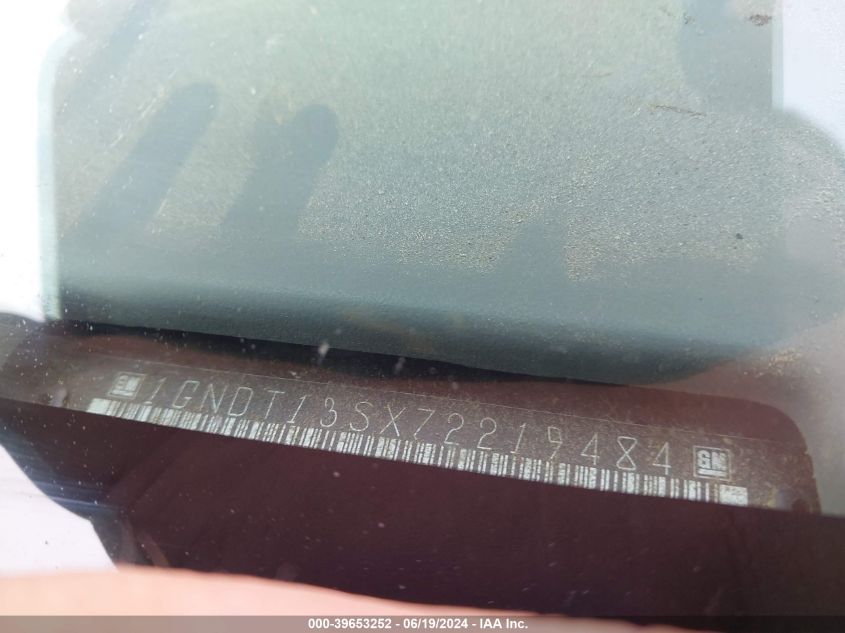 2007 Chevrolet Trailblazer Lt VIN: 1GNDT13SX72219484 Lot: 39653252