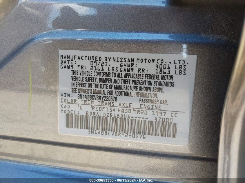 3N1AB8CV8RY220576 | 2024 NISSAN SENTRA