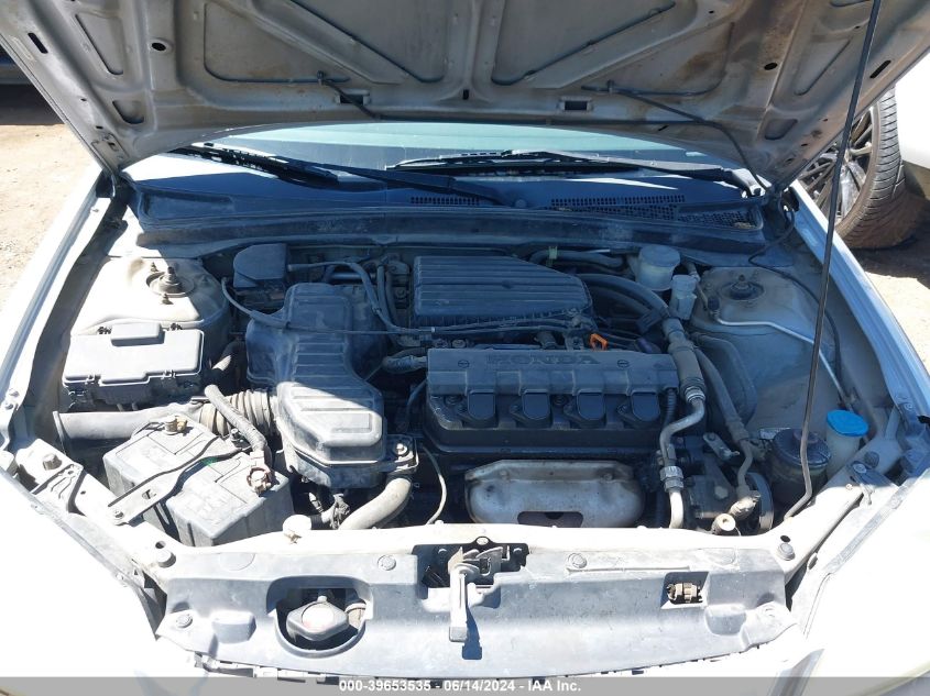 2003 Honda Civic Lx VIN: 2HGES15513H558483 Lot: 39653535