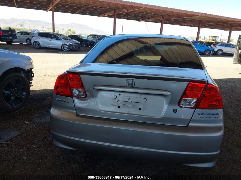 2004 Honda Civic Hybrid VIN: JHMES96664S017698 Lot: 39653917