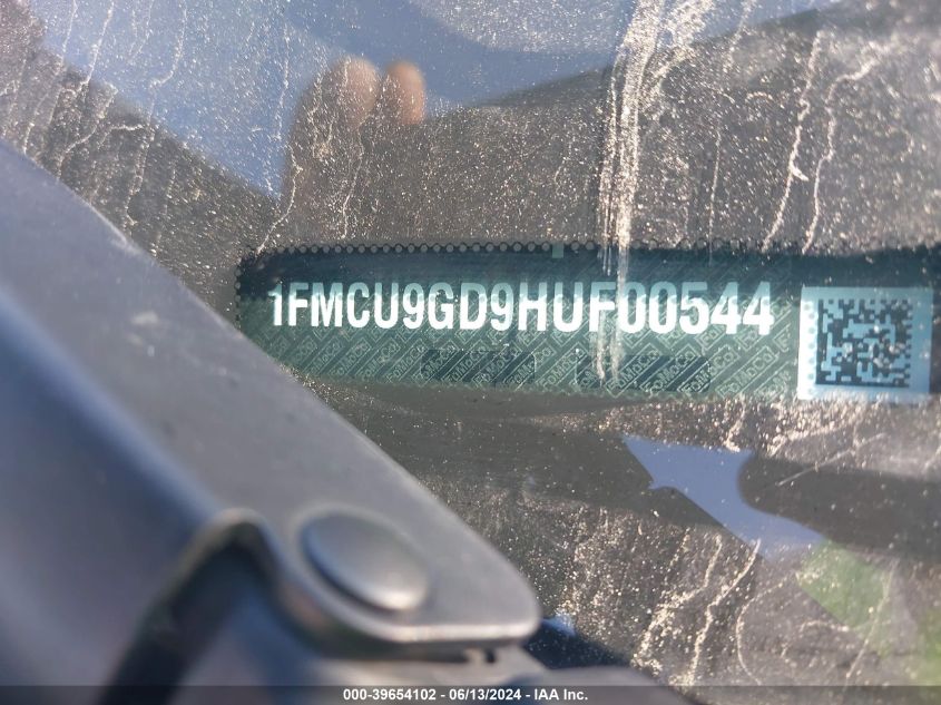 2017 Ford Escape Se VIN: 1FMCU9GD9HUF00544 Lot: 39654102