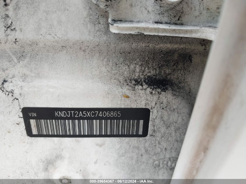 2012 Kia Soul VIN: KNDJT2A5XC7406865 Lot: 39654367