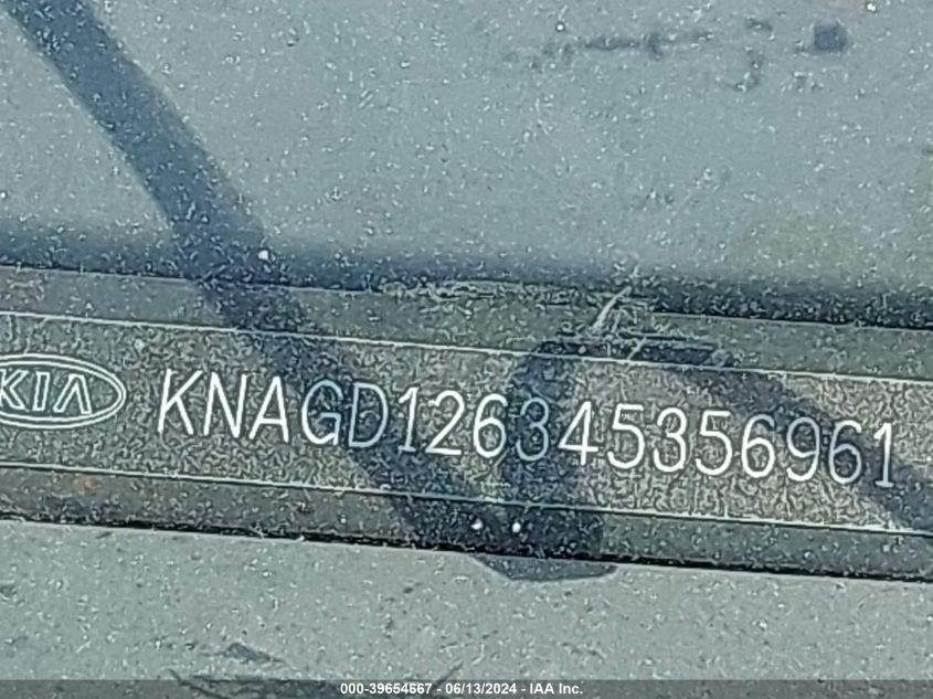 2004 Kia Optima Ex/Lx VIN: KNAGD126345356961 Lot: 39654667