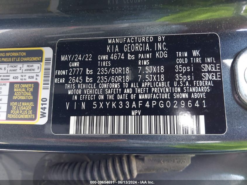 2023 Kia Sportage Ex VIN: 5XYK33AF4PG029641 Lot: 39654691