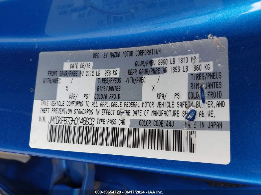 2017 Mazda Cx-3 Sport VIN: JM1DKFB73H0146803 Lot: 39654729
