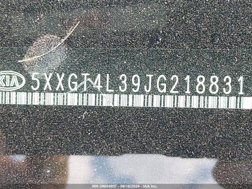 2018 Kia Optima S VIN: 5XXGT4L39JG218831 Lot: 39654807