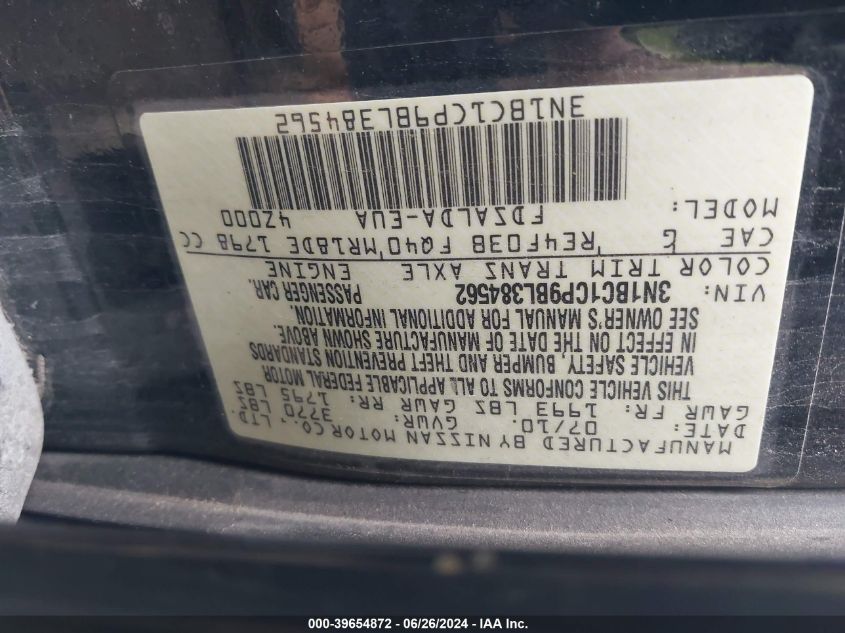 2011 Nissan Versa 1.8S VIN: 3N1BC1CP9BL384562 Lot: 39654872