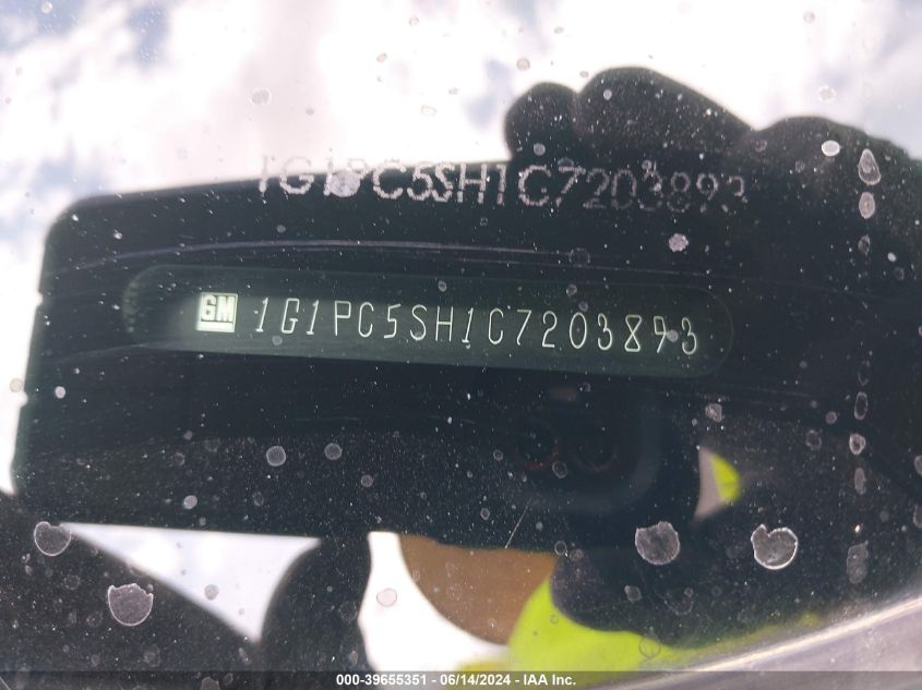 2012 Chevrolet Cruze Ls VIN: 1G1PC5SH1C7203893 Lot: 39655351