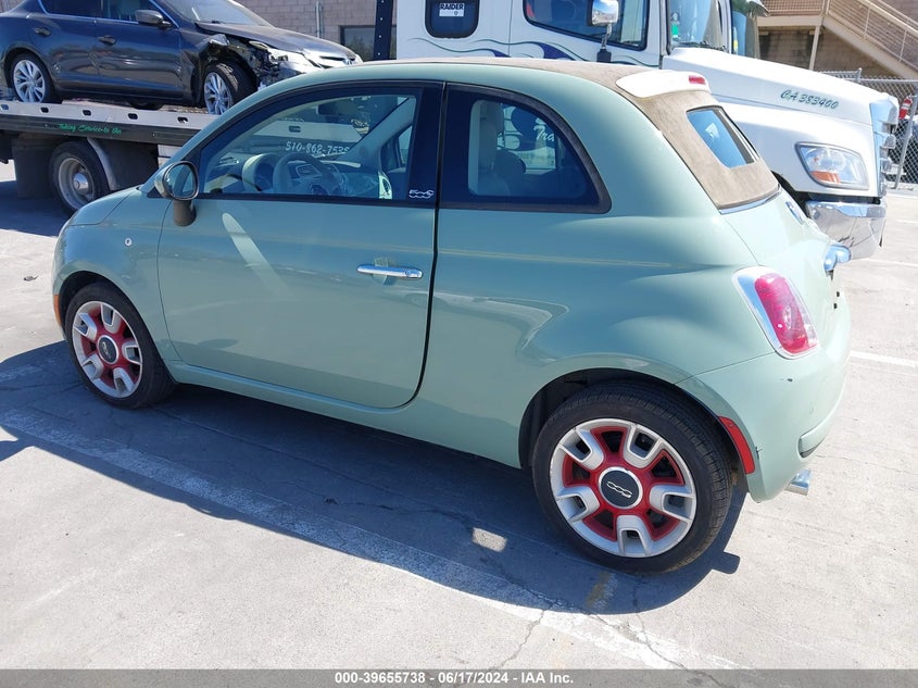 2012 Fiat 500C Pop VIN: 3C3CFFDR7CT381154 Lot: 39655738