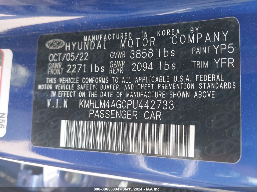 KMHLM4AG0PU442733 2023 Hyundai Elantra Sel