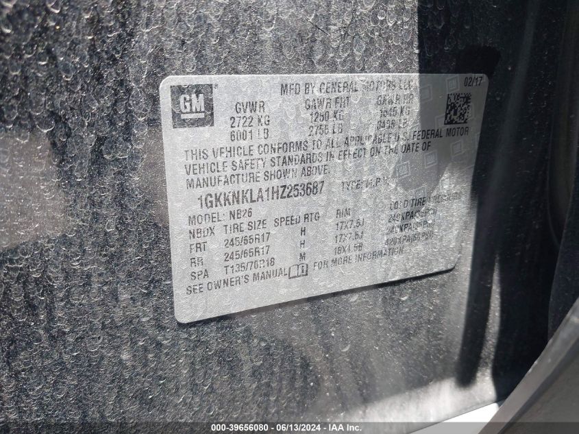 2017 GMC Acadia Sle-1 VIN: 1GKKNKLA1HZ253687 Lot: 39656080