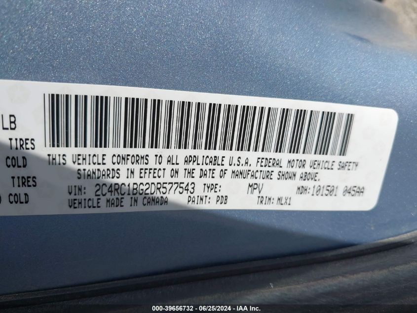 2C4RC1BG2DR577543 2013 Chrysler Town & Country Touring