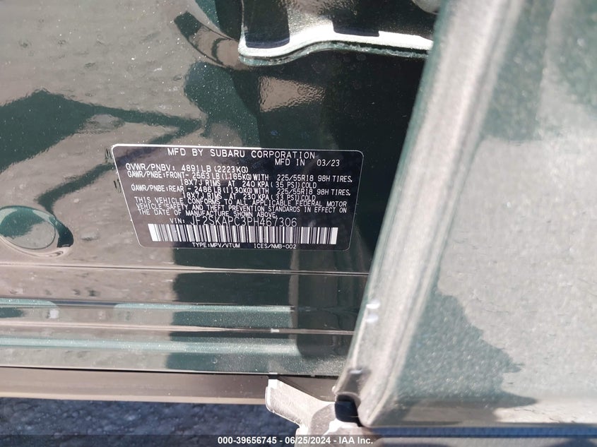 2023 Subaru Forester Limited VIN: JF2SKAPC3PH467306 Lot: 39656745