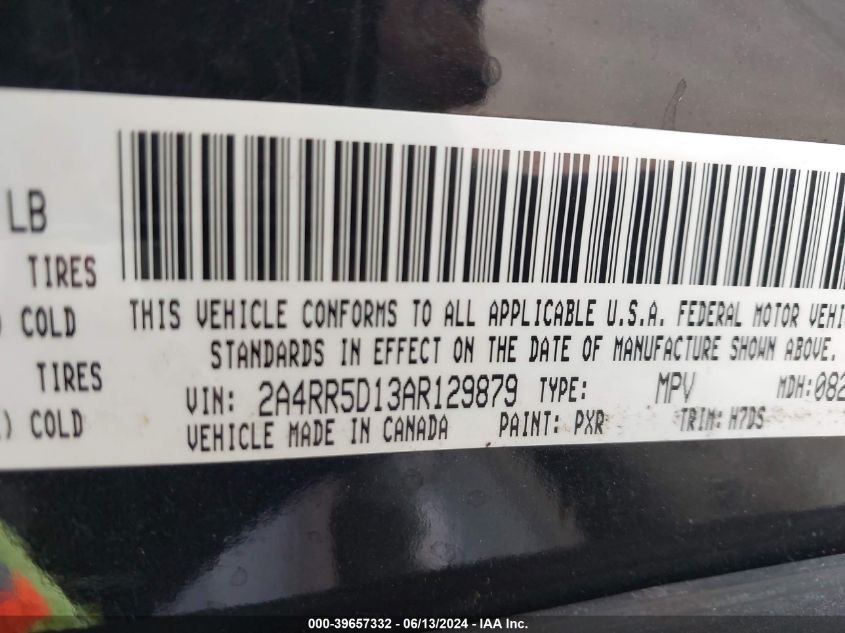 2010 Chrysler Town & Country Touring VIN: 2A4RR5D13AR129879 Lot: 39657332