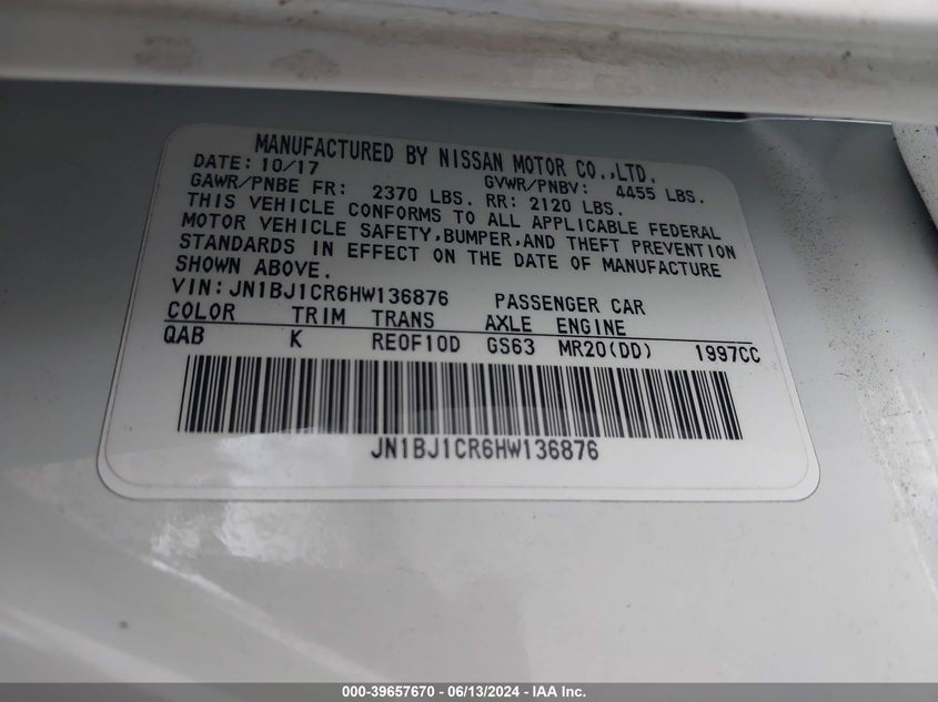 2017 NISSAN ROGUE SPORT S - JN1BJ1CR6HW136876