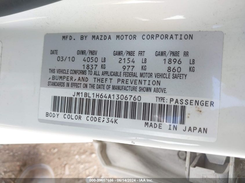 2010 Mazda Mazda3 S Sport VIN: JM1BL1H64A1306760 Lot: 39657686