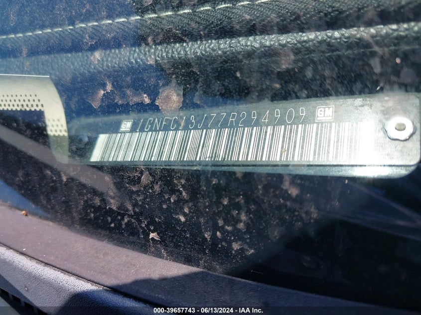 2007 Chevrolet Tahoe Lt VIN: 1GNFC13J77R294909 Lot: 39657743