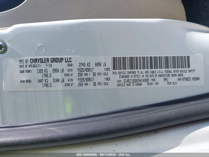 2014 CHRYSLER TOWN & COUNTRY TOURING - 2C4RC1BG8ER434999