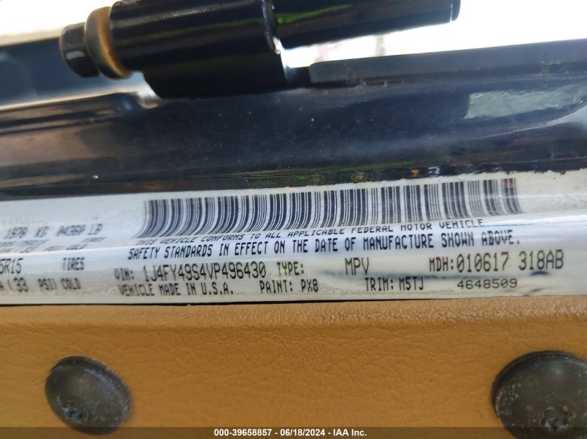 1997 Jeep Wrangler / Tj Sahara VIN: 1J4FY49S4VP496430 Lot: 39658857